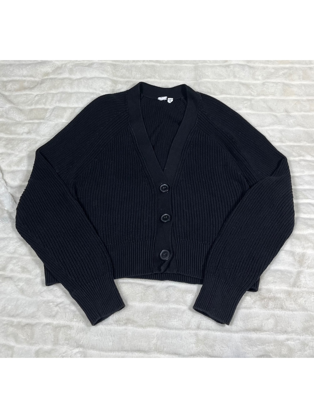 Gap Women's XL Button Black Chunky Knit Boxy Loose Preppy School Work Cardigan